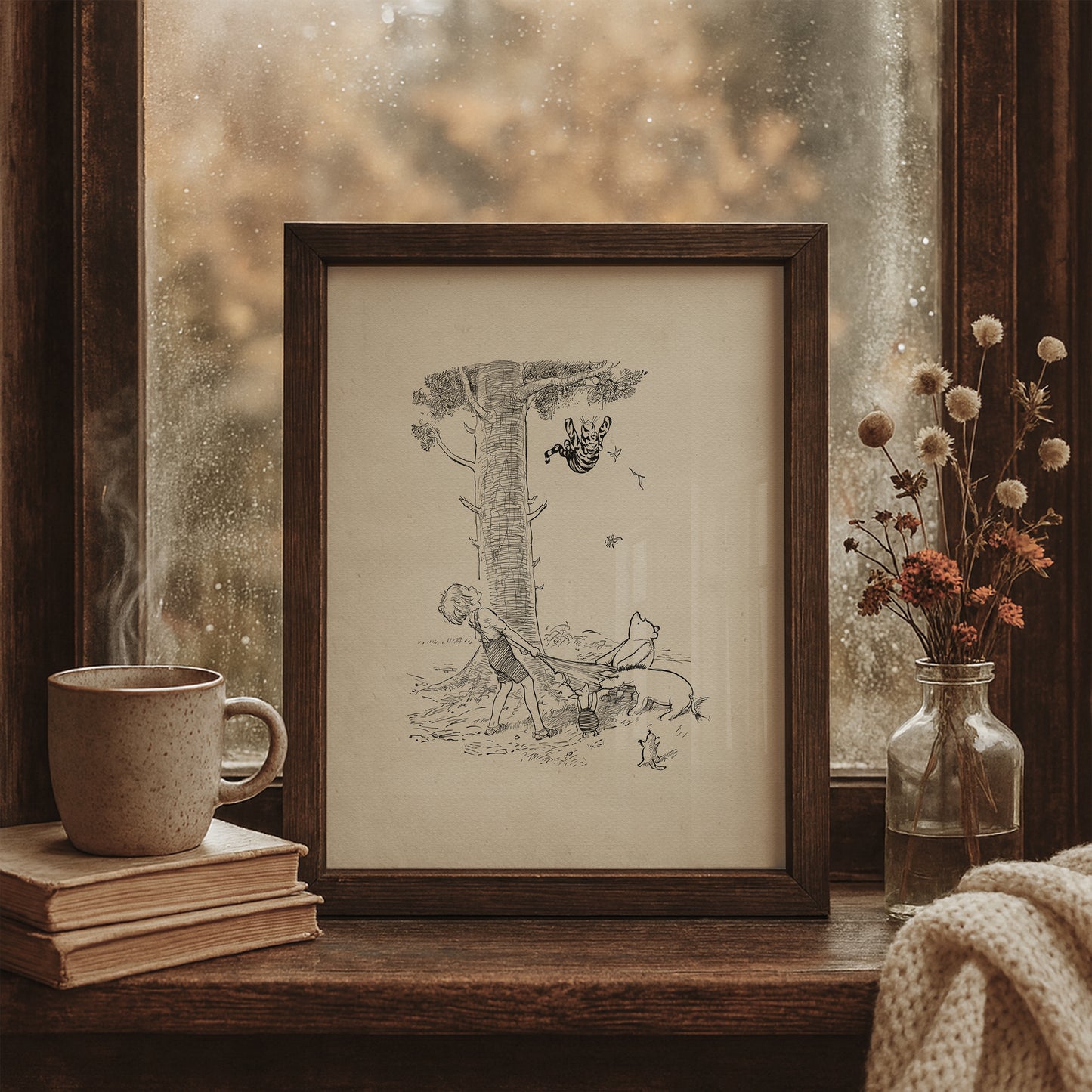 Winnie the Pooh Poster: Tigger, Piglet & Eeyore Vintage Illustration