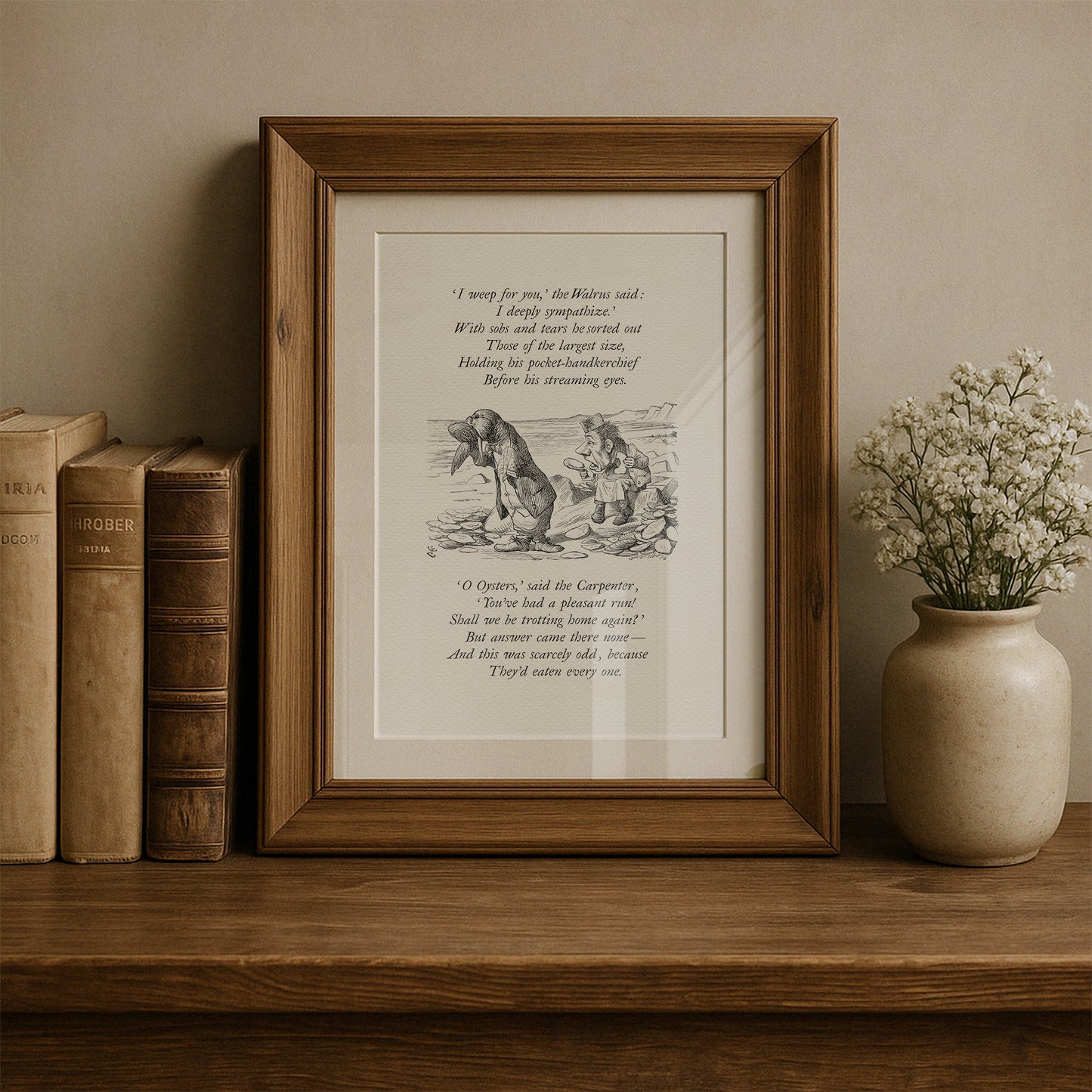Alice in Wonderland Print: Walrus and Carpenter Poem, Vintage Illustration
