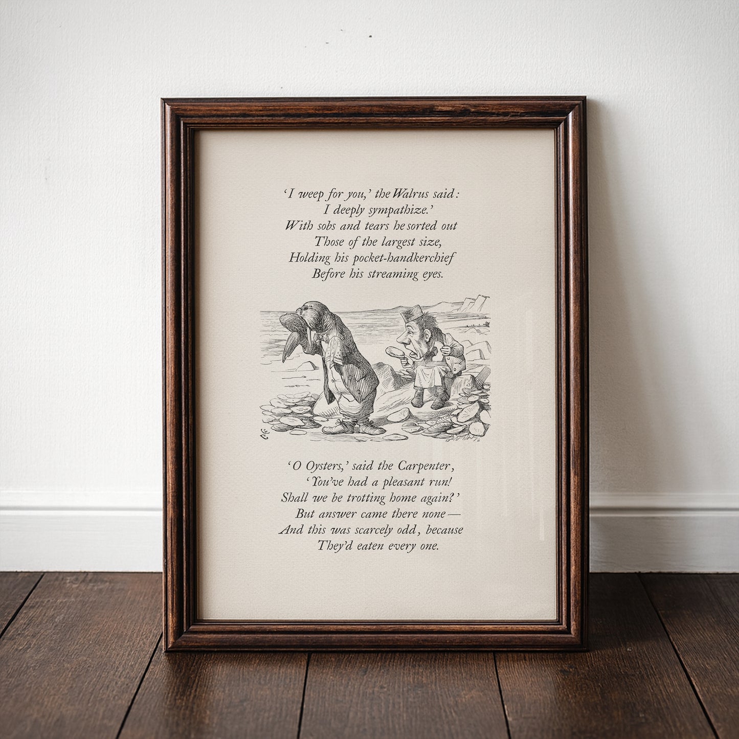 Alice in Wonderland Print: Walrus and Carpenter Poem, Vintage Illustration
