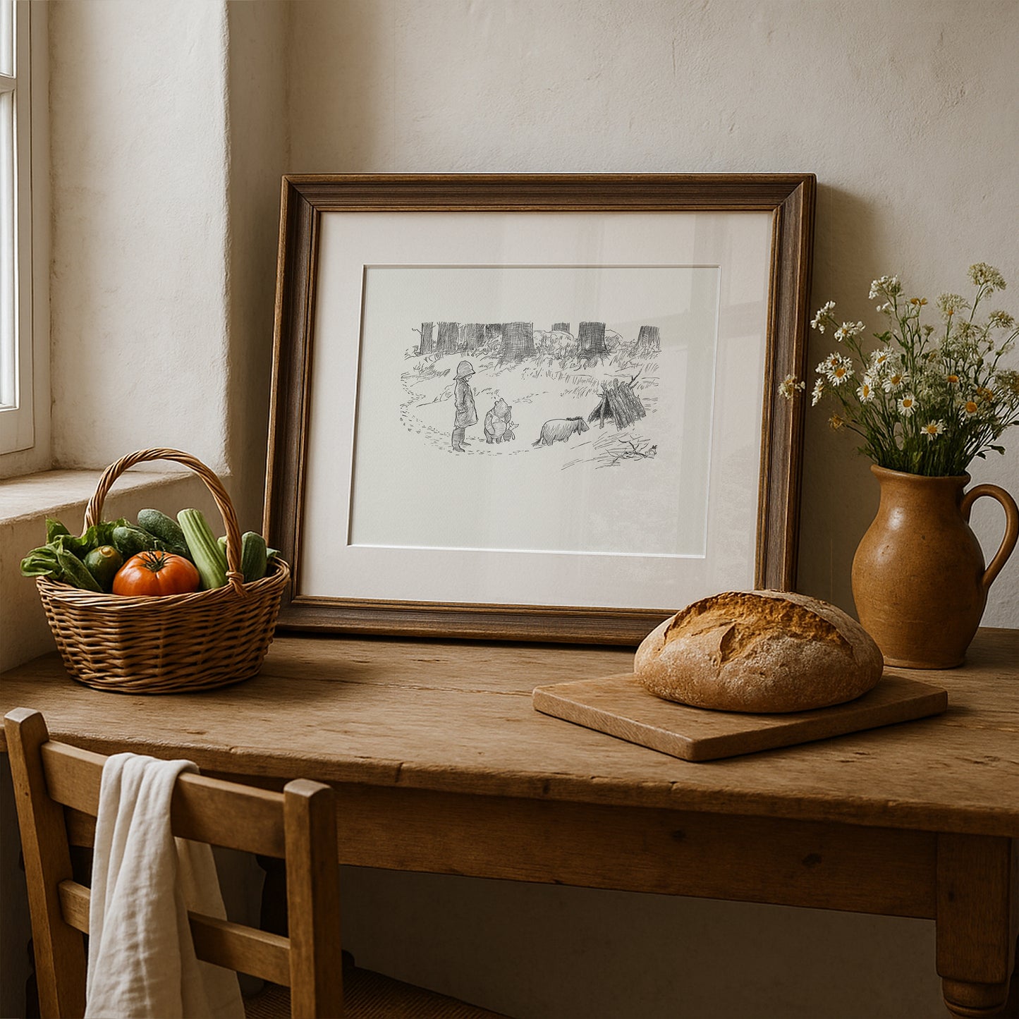 Winnie the Pooh Print: Eeyore Classic Nursery Landscape Art Decor