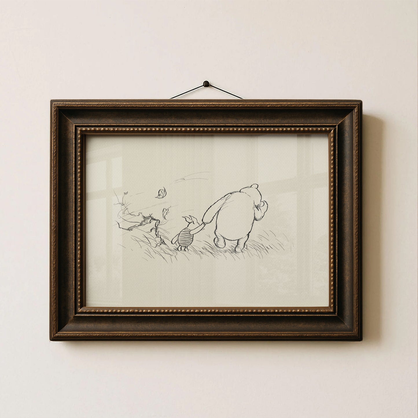 Piglet & Winnie the Pooh Classic Vintage Illustration