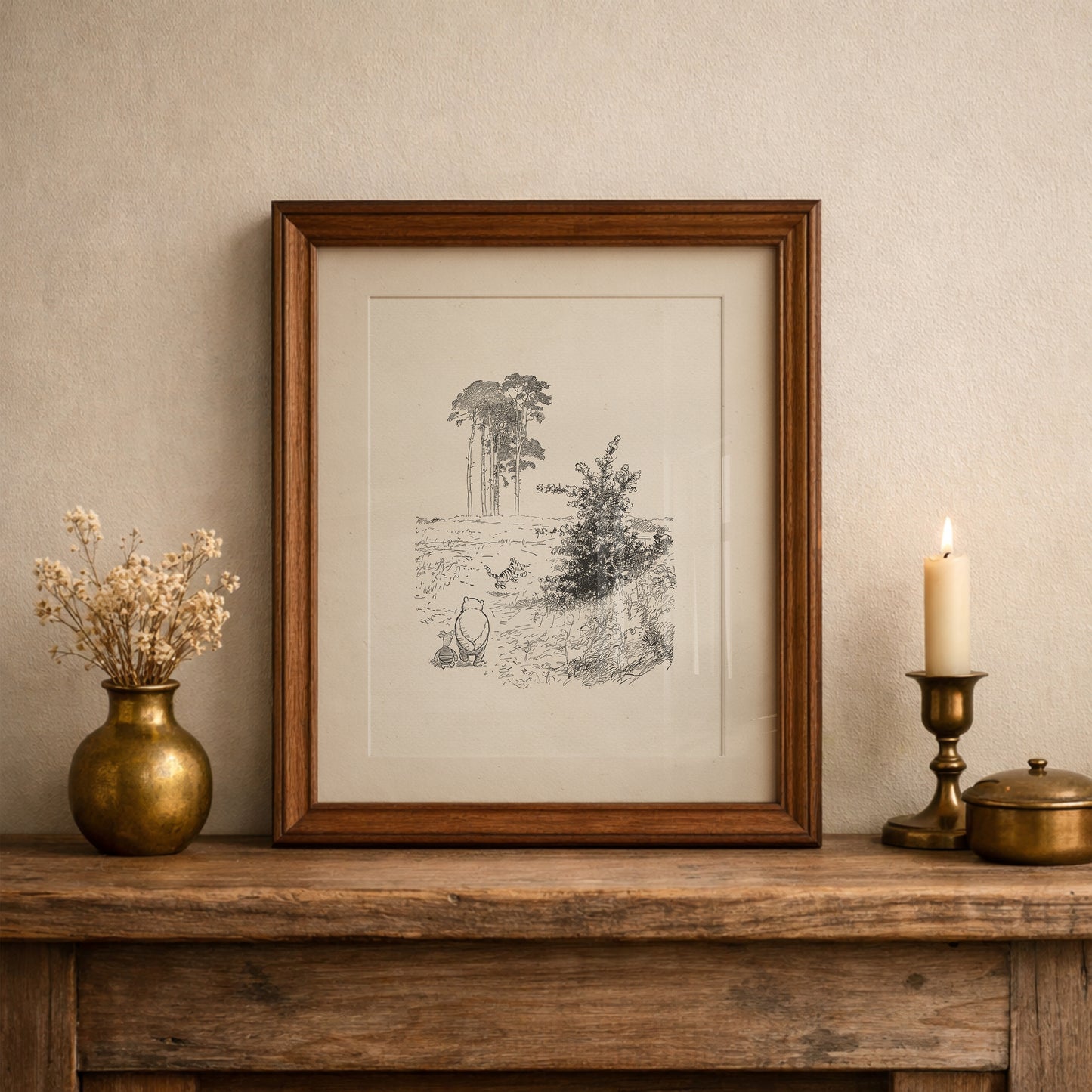 Winnie the Pooh Print: Ernest Shepard Vintage Book Illustration