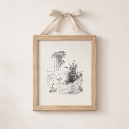 Winnie the Pooh Print: Ernest Shepard Vintage Book Illustration