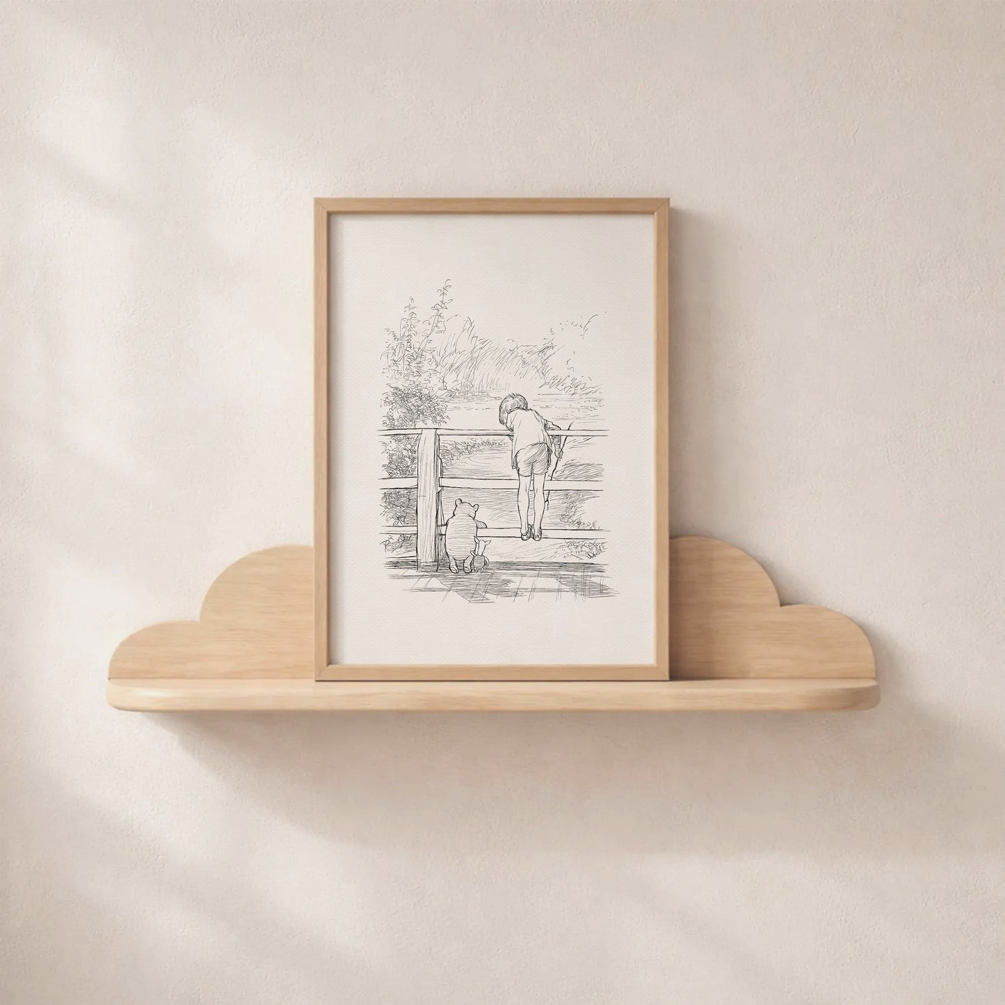 Poohsticks Winnie the Pooh Classic Illustration: Vintage Style Print