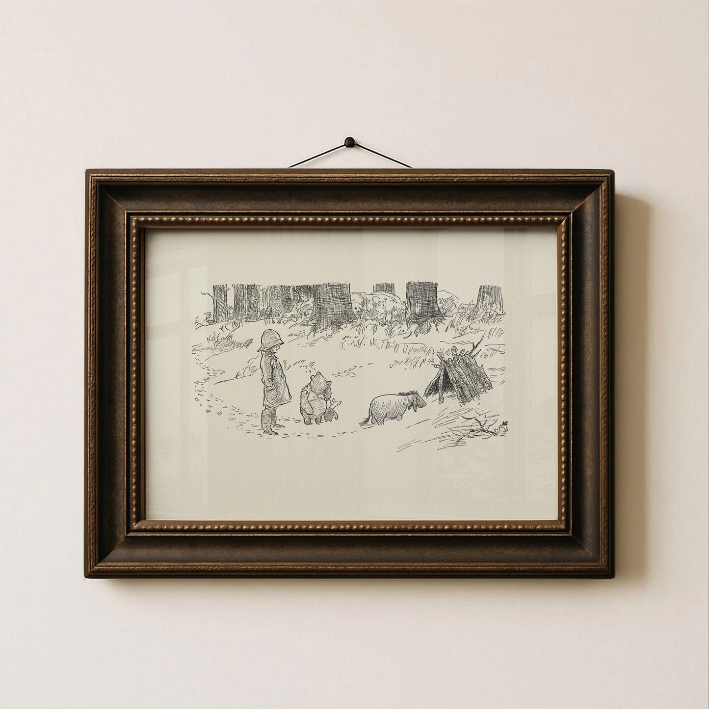 Winnie the Pooh Print: Eeyore Classic Nursery Landscape Art Decor