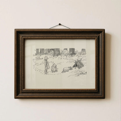 Winnie the Pooh Print: Eeyore Classic Nursery Landscape Art Decor