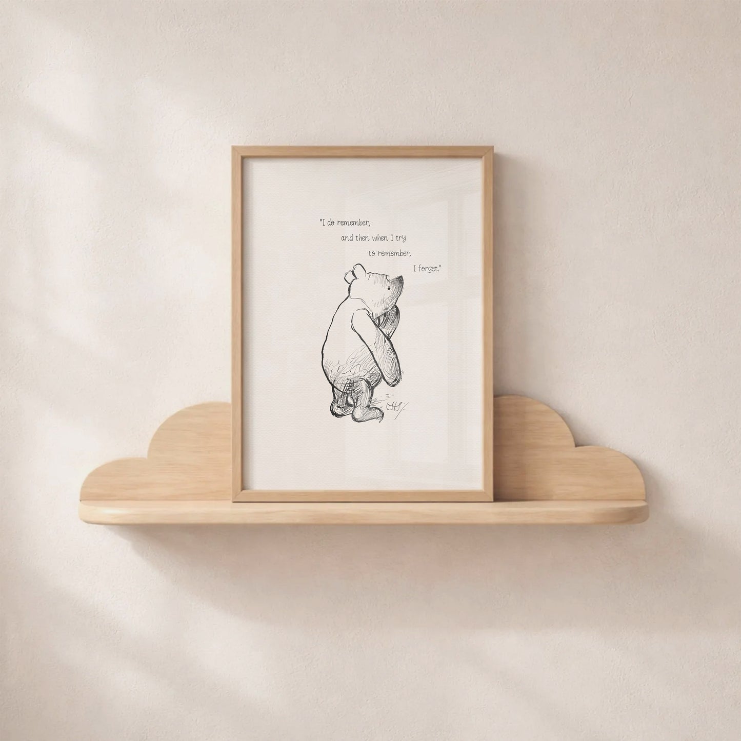 Winnie the Pooh Print With Quote: Classic Vintage Style Illustration