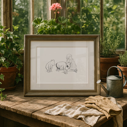Eeyore's Tail Print: Winnie the Pooh Horizontal Illustration