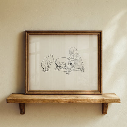 Eeyore's Tail Print: Winnie the Pooh Horizontal Illustration