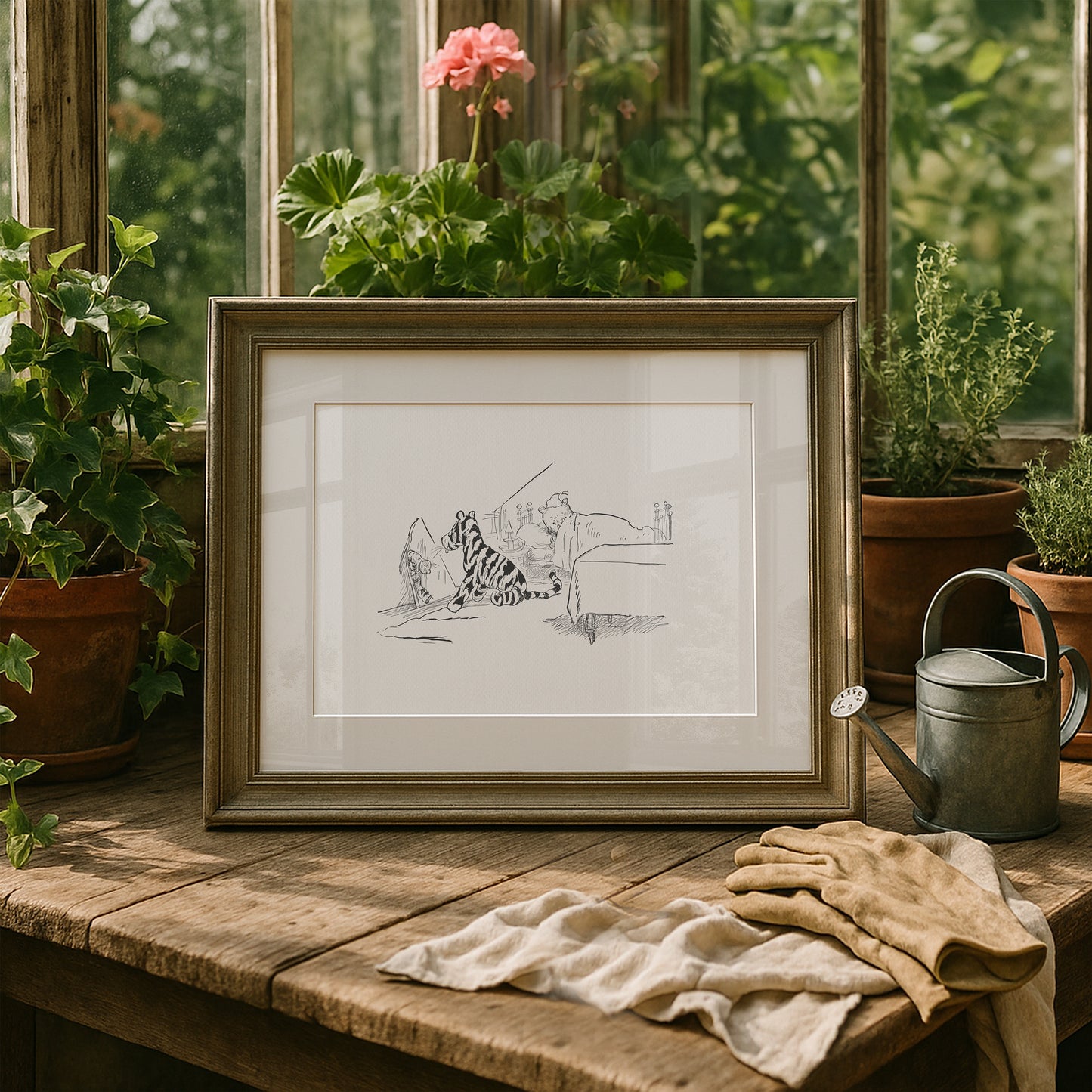 Tigger & Winnie the Pooh Print: Classic Nursery Horizontal Art