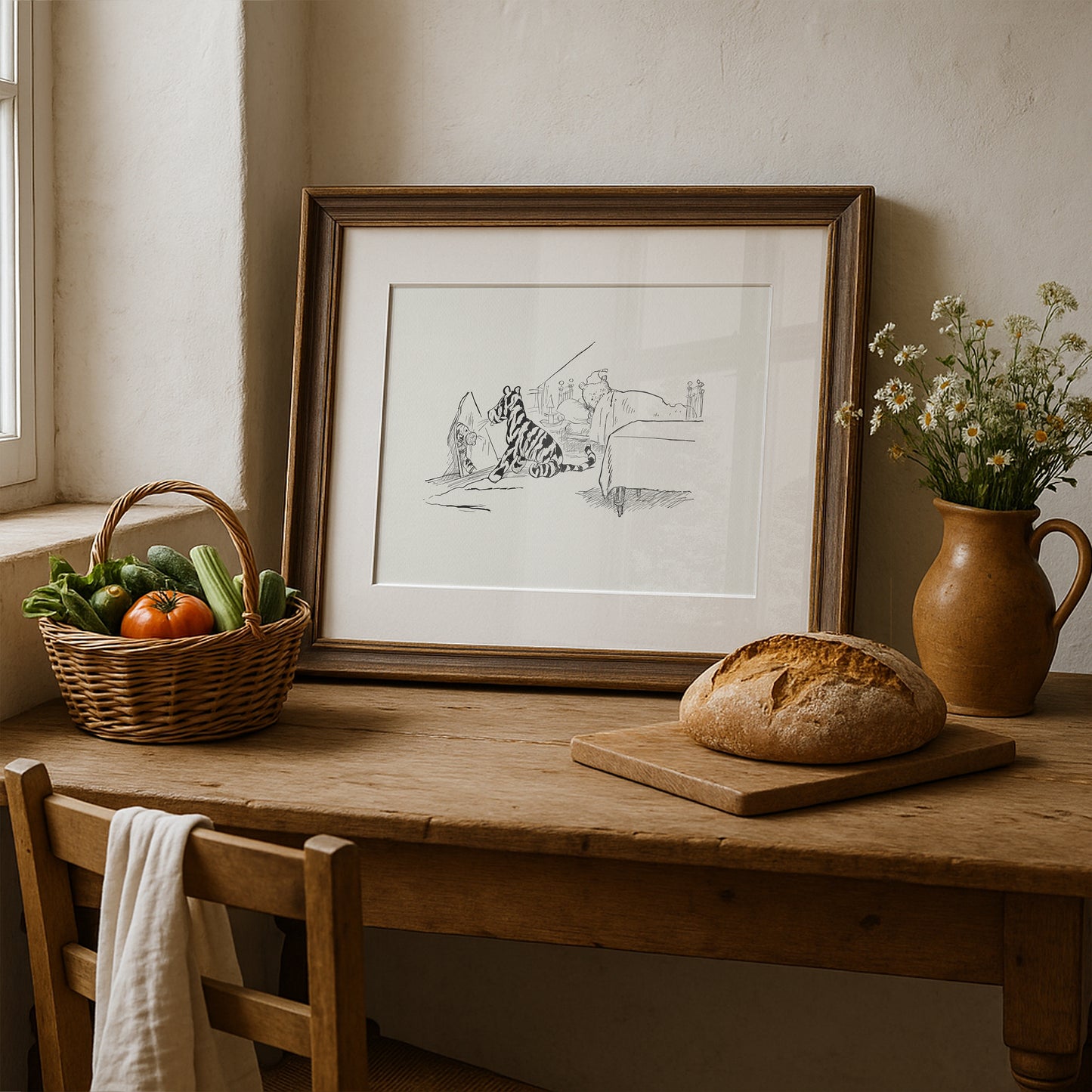 Tigger & Winnie the Pooh Print: Classic Nursery Horizontal Art