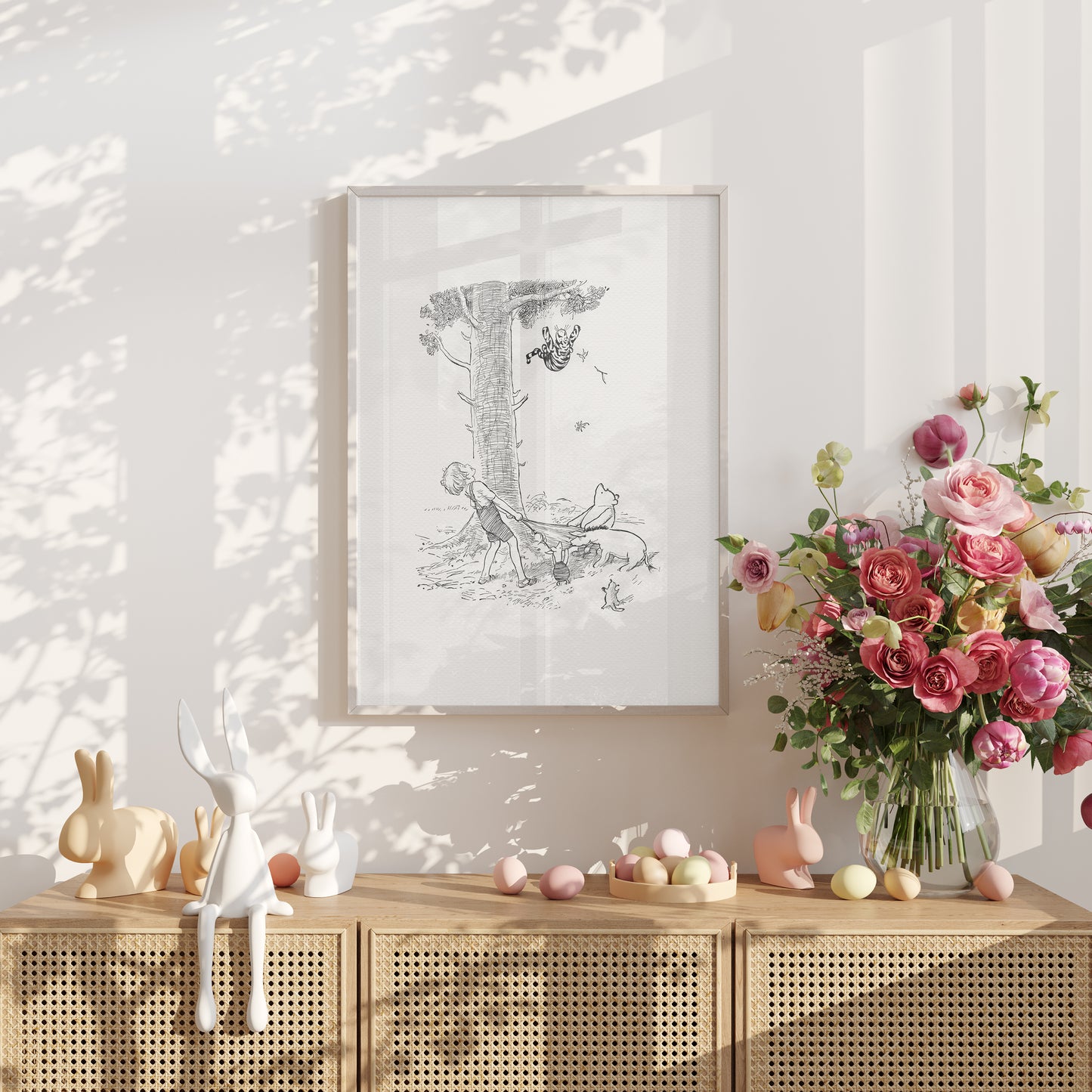 Winnie the Pooh Poster: Tigger, Piglet & Eeyore Vintage Illustration