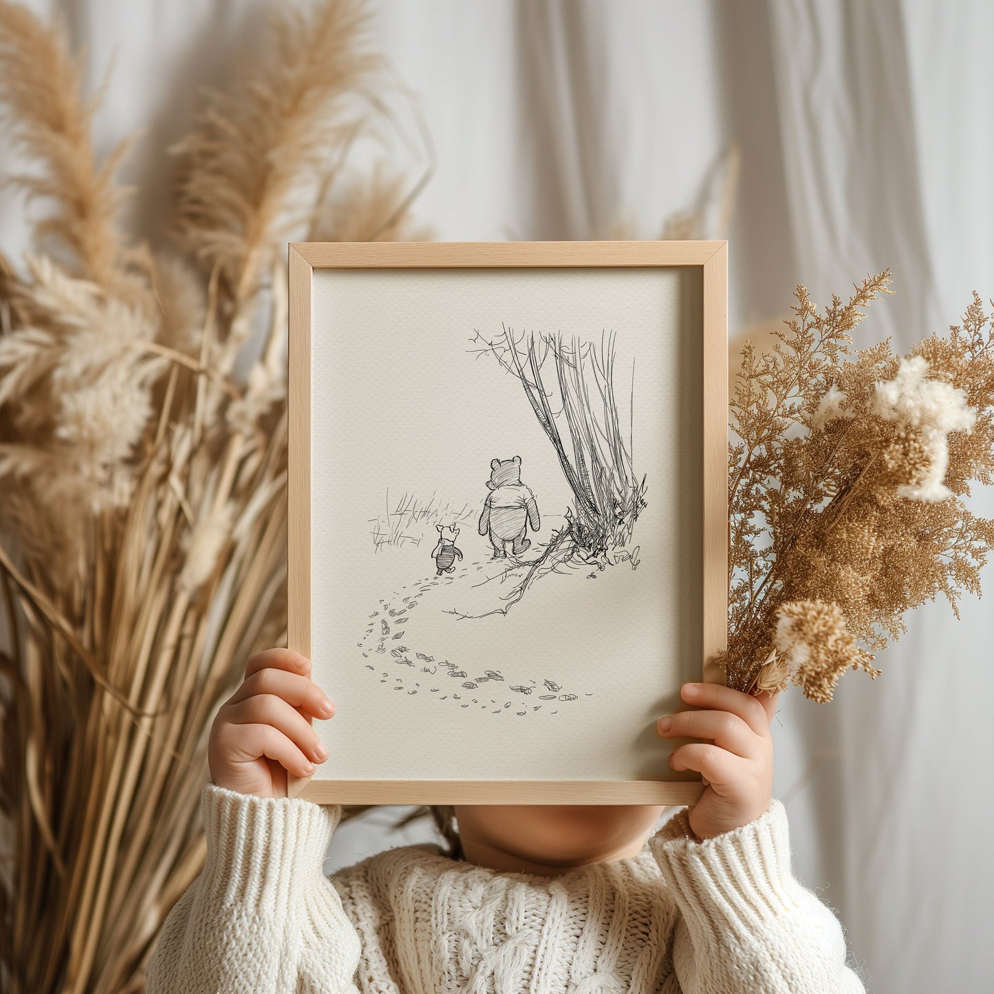 46 Pooh and Piglet go hunting - Winnie the Pooh classic vintage style poster print