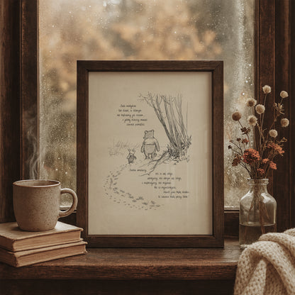 Kubuś Puchatek Grafika z Cytatem - Dekoracja Ścienna w Stylu Vintage, Klasyka Dziecięca