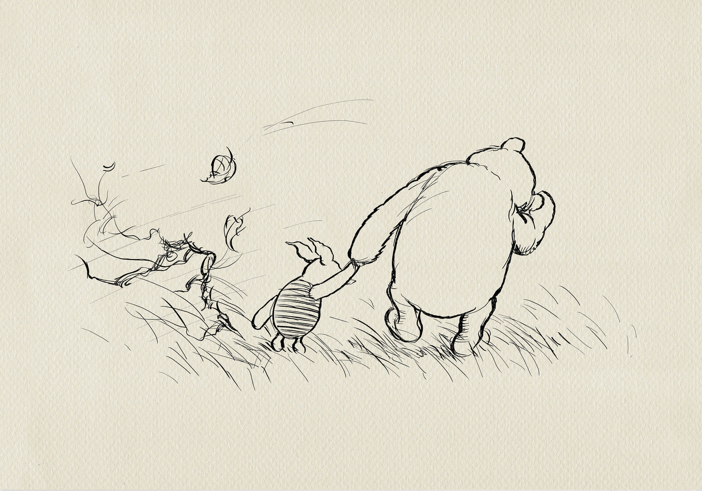 59 Very Happy Thursday - Piglet and Winnie the Pooh classic vintage style poster print