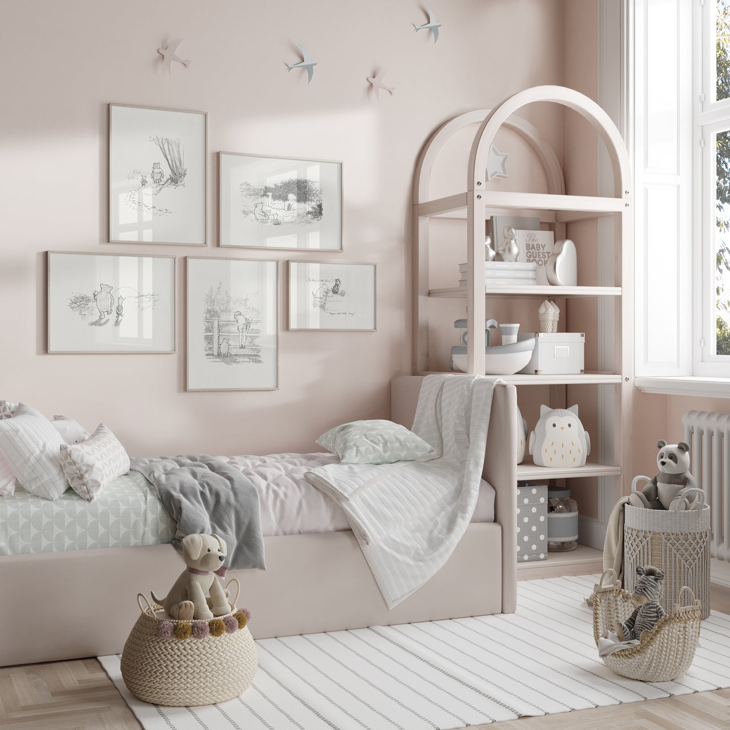 Tigger & Winnie the Pooh Illustration: Landscape Print Vintage Style