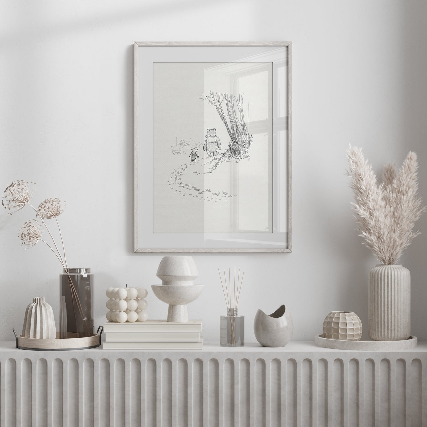 Pooh and Piglet Go Hunting - Winnie the Pooh Vintage Style Illustration