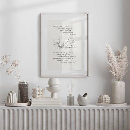 Winnie the Pooh Quote Print - Classic Vintage Illustration