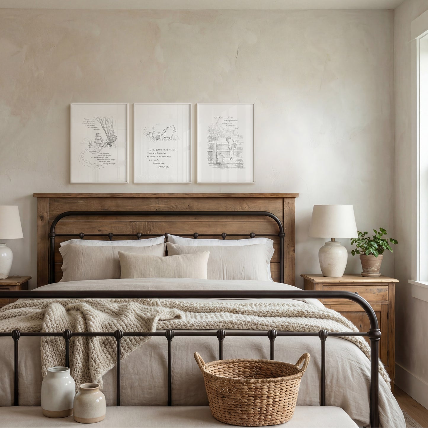 Winnie the Pooh Print with Quote: Classic Black and White Home Decor