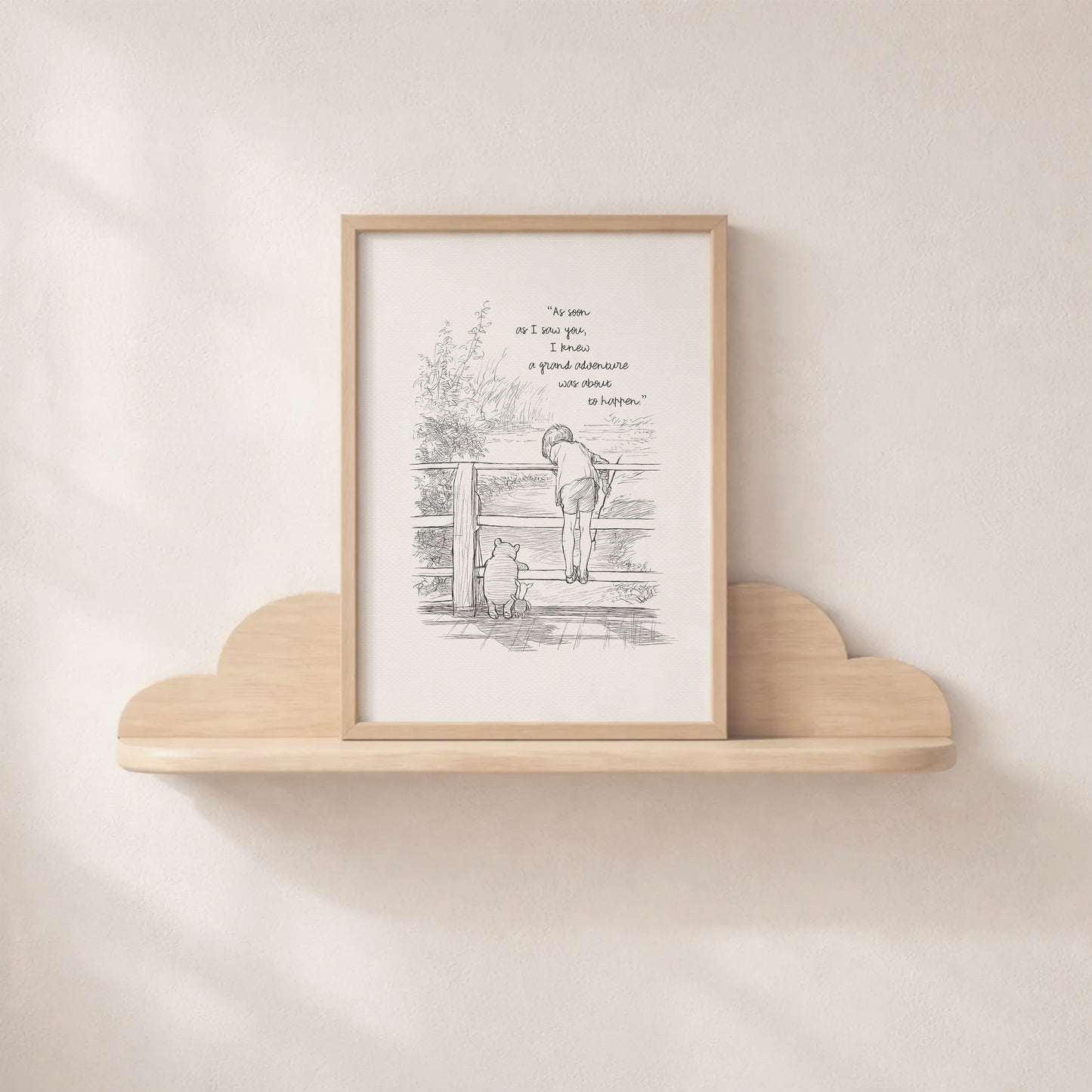 Winnie the Pooh Quote Print: Vintage Poohsticks Illustration