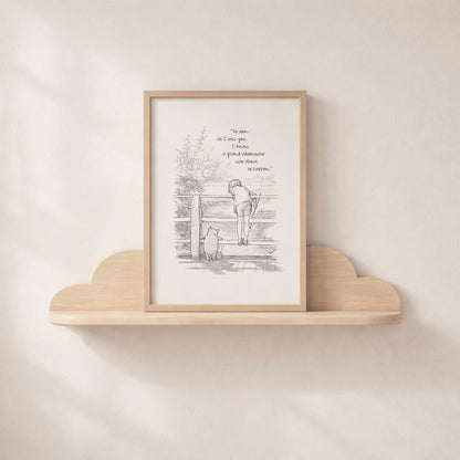 Winnie the Pooh Quote Print: Vintage Poohsticks Illustration