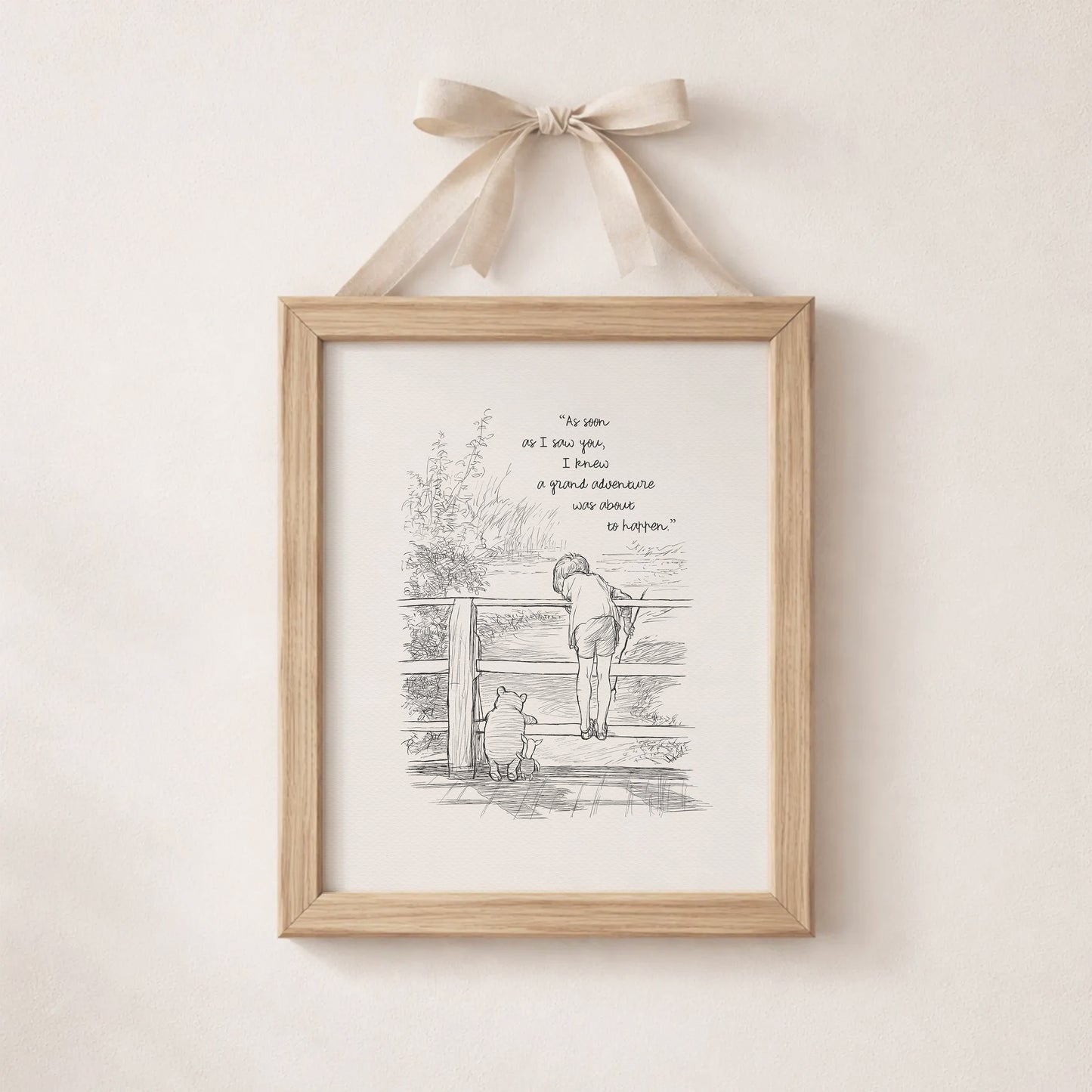 Winnie the Pooh Quote Print: Vintage Poohsticks Illustration