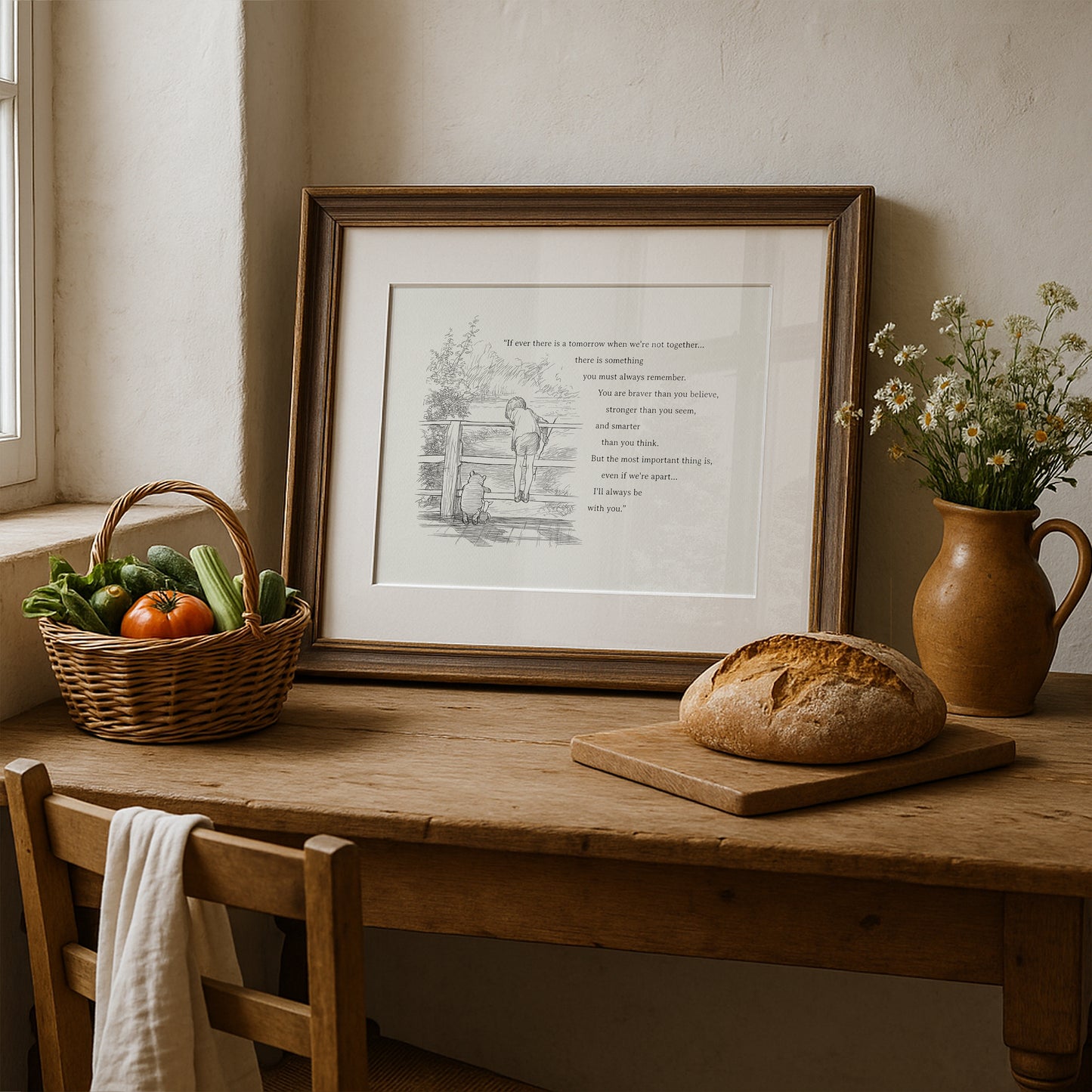 Winnie the Pooh Quote Print:  Vintage Style Horizontal Illustration