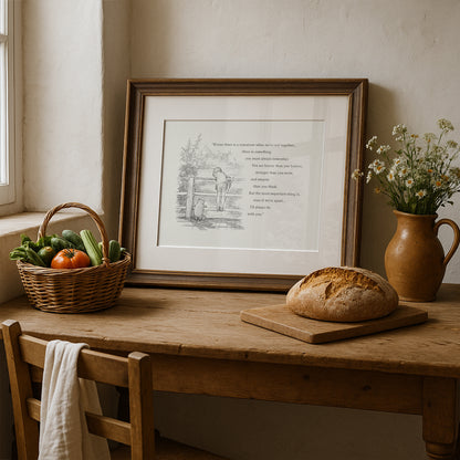 Winnie the Pooh Quote Print:  Vintage Style Horizontal Illustration