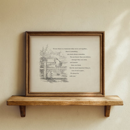 Winnie the Pooh Quote Print:  Vintage Style Horizontal Illustration