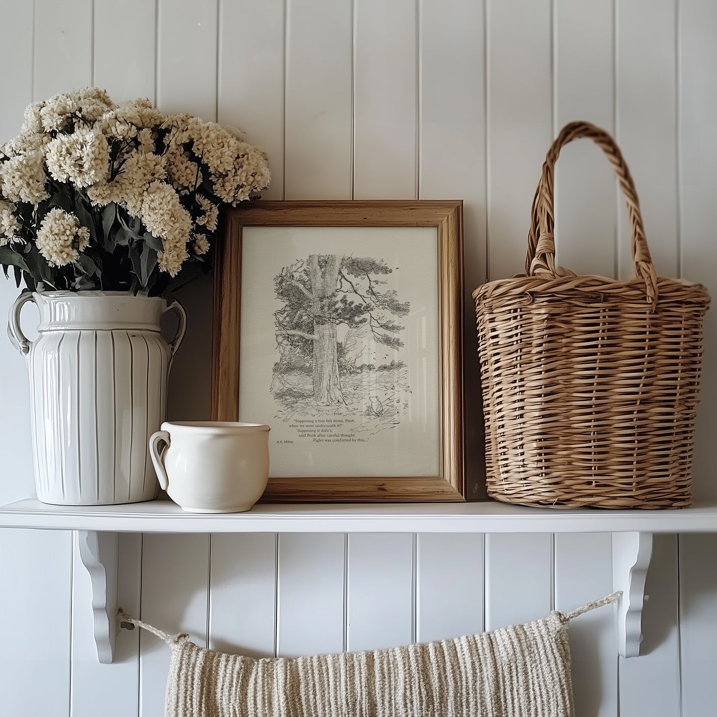 Black & White Winnie the Pooh Piglet Print with Quote, Vintage Style Wall Art , Ideal Gift for Book Lovers